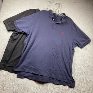 Polo Ralph Lauren Shirts Men's XL Black Blue Lot of 2 Classic Small Pony STAIN‎